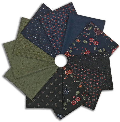 Matt's Hand-Cut Moda/Kansas Troubles 11 Piece Fat Quarter Bundle  - Daisy Lane - BLUEBELL