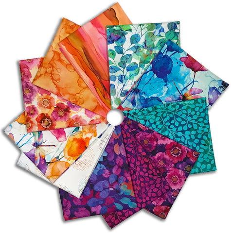 Matt's Hand-Cut Northcott Digital Print 11 Piece Fat Quarter Bundle- Dragonfly Dance