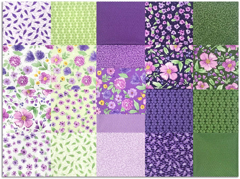 Matt's Riley Blake Pre-Cut 21 Piece Fat Quarters - Plum Petals