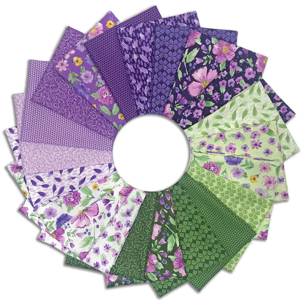 Matt's Riley Blake Pre-Cut 21 Piece Fat Quarters - Plum Petals