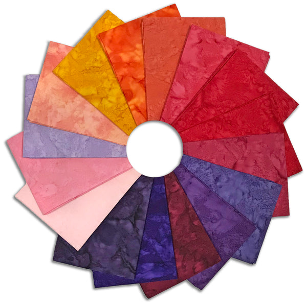 Riley Blake Expressions Batiks Pre-Cut 16 Piece Fat Quarters - FQ-21003 16 - Sunset Sorbet