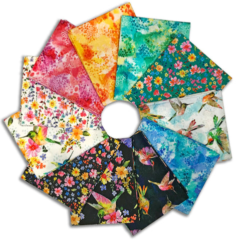 Windham Pre-Cut 11 Piece Fat Quarter Bundle - FATQHUMM-X - A Hummingbird's Charm