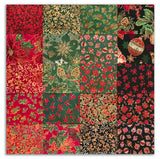 Jordan Fabrics Pre-Cut 20 Piece Fat Quarter Bundle - Christmas Blossom - Dark