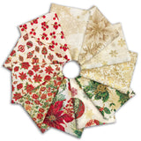 Jordan Fabrics Pre-Cut 11 Piece Fat Quarter Bundle - Christmas Blossom - Light