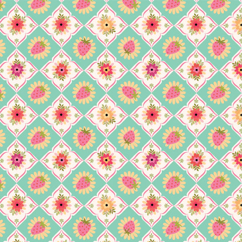 Poppie Cotton Calico Cowgirls CW24826 Feeling Quilty Mint By The Yard