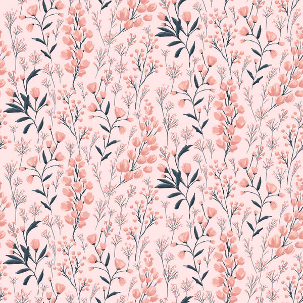 Poppie Cotton Painted Blossoms PB24658 Field Of Dreams Pink By The Yard