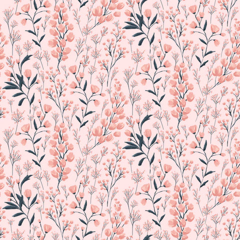 Poppie Cotton Painted Blossoms PB24658 Field Of Dreams Pink By The Yard