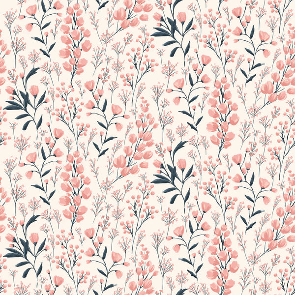 Poppie Cotton Painted Blossoms PB24660 Field Of Dreams White By The Yard