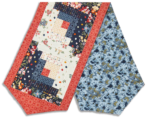 Fully FINISHED Log Cabin Table Runner - Moda - Fieldrush - Portobello # 2