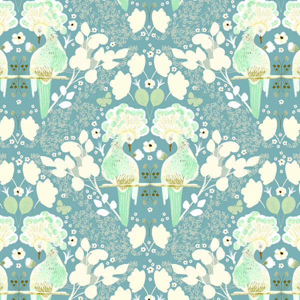 Poppie Cotton Serenity Blooms SR24506 First Kiss Blue By The Yard