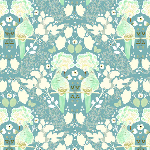 Poppie Cotton Serenity Blooms SR24506 First Kiss Blue By The Yard