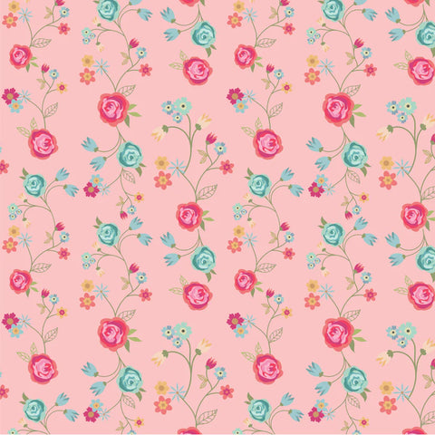 Poppie Cotton Calico Cowgirls CW24818 Floral & Vines Pink By The Yard