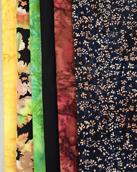 Matt's Mystery Bundles - 5.94 yards - Flower Batiks Remnants