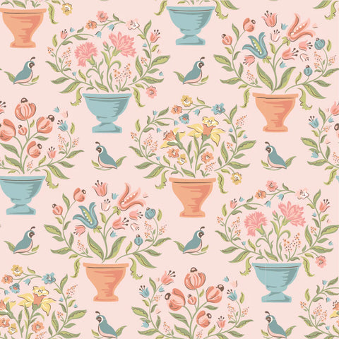 Poppie Cotton Wildwood Dwellings WW25117 Flower Pots Blush By The Yard