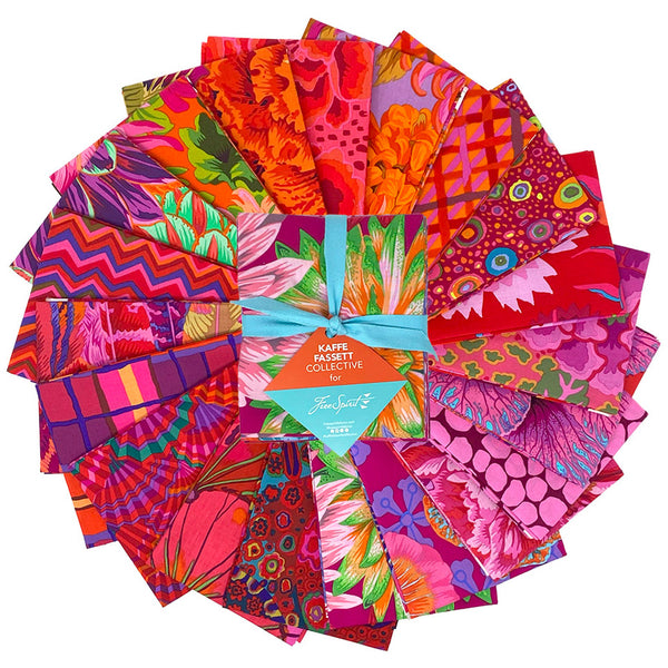 Free Spirit Kaffe Fassett Pre-Cut 20 Piece Fat Quarter Bundles - Classics Plus - Ruby
