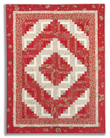 Fleur De Paris 72" x 54" Fully Finished Log Cabin Quilt
