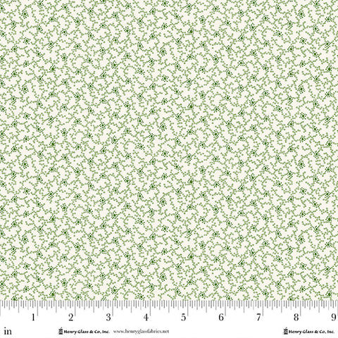 Henry Glass & Co. Frosty & Forest Friends 2042 06 Cream/Green Dot Vines By The Yard