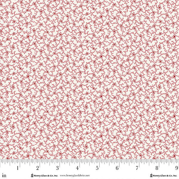 Henry Glass & Co. Frosty & Forest Friends 2042 08 Cream/Red Dot Vines By The Yard