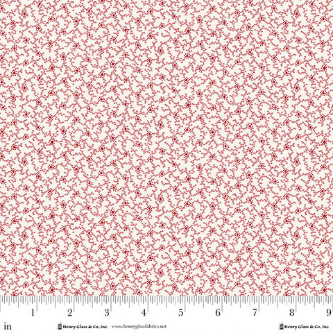 Henry Glass & Co. Frosty & Forest Friends 2042 08 Cream/Red Dot Vines By The Yard