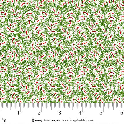 Henry Glass & Co. Frosty & Forest Friends 2045 68 Green Geo Leaves By The Yard