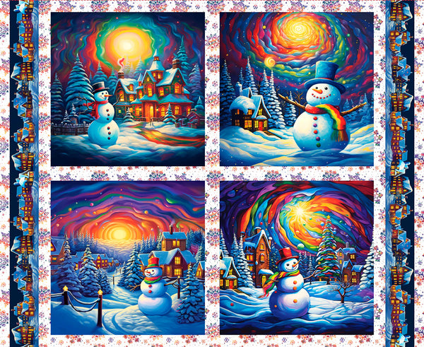 Blank Quilting Frostykins 4274P 75 Blue Snowman Pillow 36" PANEL By The PANEL (Not Stricty By The Yard)