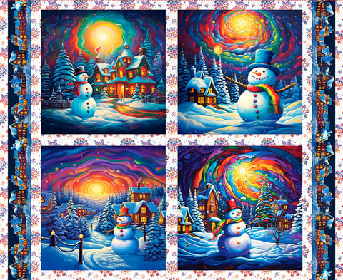 Blank Quilting Frostykins 4274P 75 Blue Snowman Pillow 36" PANEL By The PANEL (Not Stricty By The Yard)