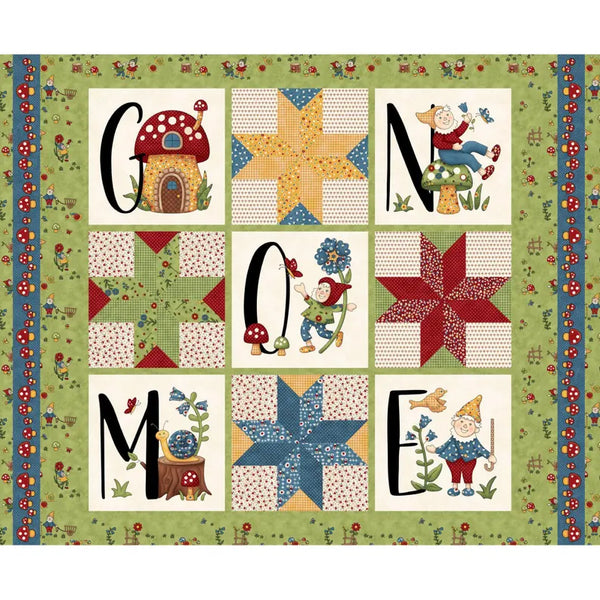 Henry Glass & Co. Gnome & Garden 1019P 66 Green 36" PANEL By The PANEL (Not Strictly By The Yard)