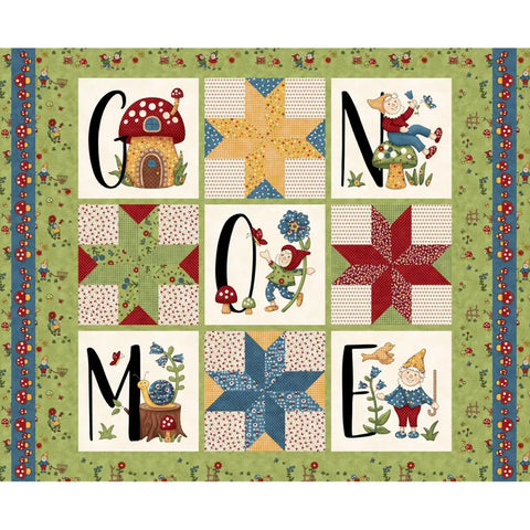 Henry Glass & Co. Gnome & Garden 1019P 66 Green 36" PANEL By The PANEL (Not Strictly By The Yard)