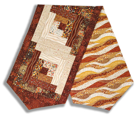 Fully FINISHED Log Cabin Table Runner - Andover - Golden -