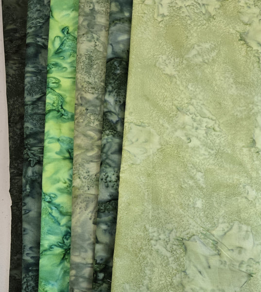 Matt's Mystery Bundles -  4.86 yards  - Green Batiks # 4 - Assorted Remnants