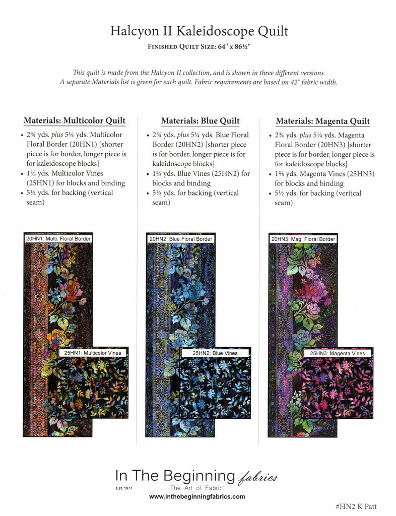 HALCYON II KALEIDOSCOPE In The Beginning Quilt Pattern Jordan Fabrics