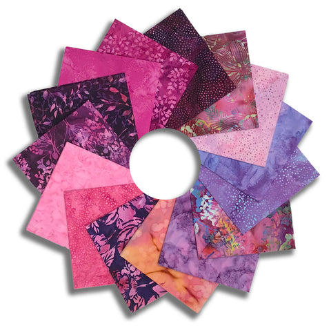 Hoffman Batiks Pre-Cut 15 Piece Fat Quarter Bundle - HCFQB 91 - Amethyst
