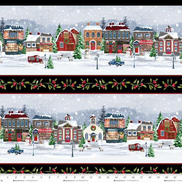 Henry Glass & Co. Hollyville Manor 3520 99 Black Border Stripe By The Yard