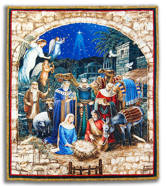 Panel Wallhanging 34 x 42" Fully Finished Sample Quilt - Christmas Night