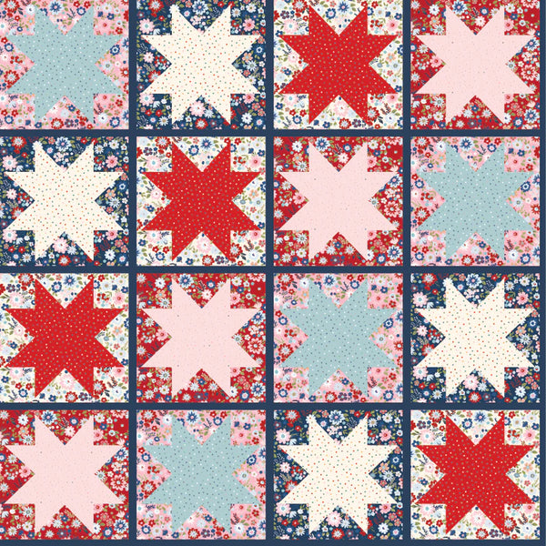 Poppie Cotton Hip Hip Hooray - Liberty HH25107 Hooray Star Quilt By The Yard