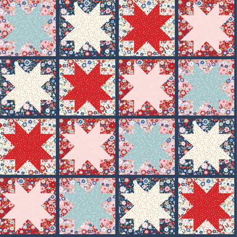 Poppie Cotton Hip Hip Hooray - Liberty HH25107 Hooray Star Quilt By The Yard