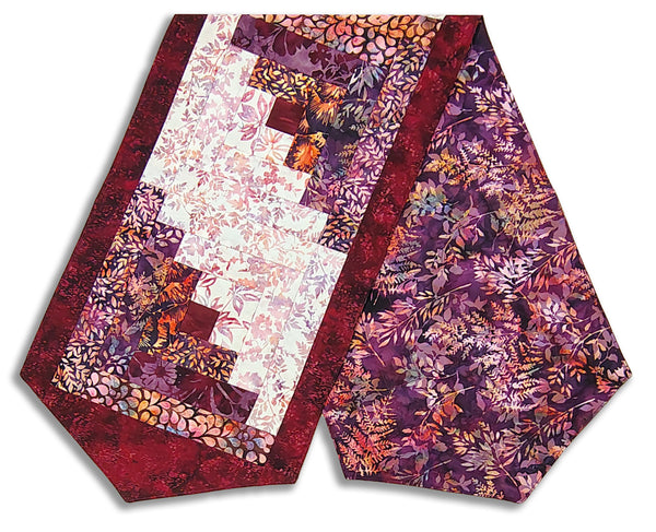 Fully FINISHED Log Cabin Table Runner - Hoffman - Huckleberry Haven
