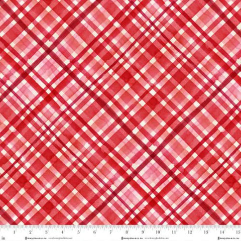 Henry Glass & Co. Its The Holidays 2035 88 Red Candy Cane Plaid By The Yard