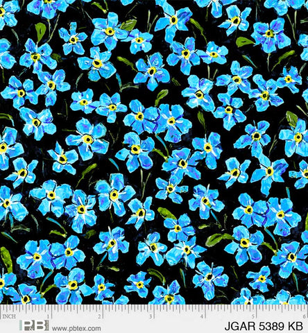 P&B Textiles Jona's Garden JGAR5389 KB Blue Floral Meterware