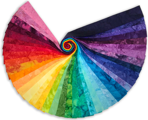 Conjunto de tiras pré-cortadas de 40 peças de Matt's 2 1/2" Jelly Roll - Hoffman Watercolor Batiks - Rainbow Magic