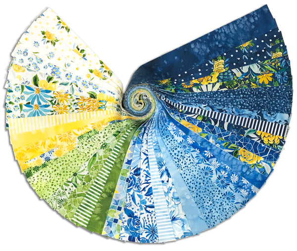 Moda Pre-Cut 40 Piece 2 1/2" Strips Jelly Roll - Sunshine & Blue Skies