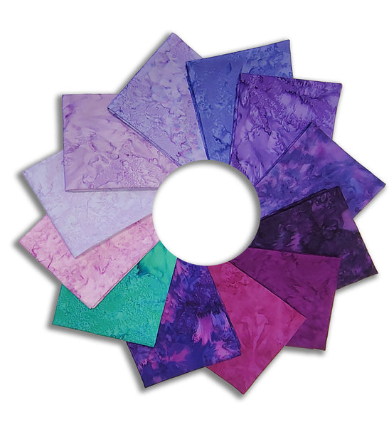 Matt's Hoffman Bali Batiks Pre-Cut 12 Piece Fat Quarter Bundle - Amethyst Jewel