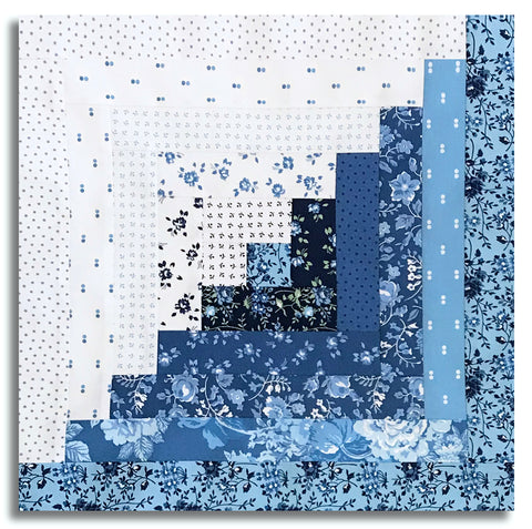 Moda Pre-Cut JUMBO 12 Block Log Cabin Quilt Kit - Blueprint