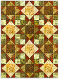 Kaufman Artisan Batiks Kit de colcha de corona de rey precortada de 12 bloques - Cielos de otoño - AMANECER