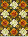 Kaufman Artisan Batiks Kit de colcha de corona de rey precortada de 12 bloques - Cielos de otoño - PUESTA DEL SOL