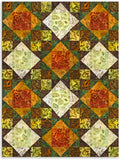 Kaufman Artisan Batiks vorgeschnittenes King's Crown Quilt-Set mit 12 Blöcken – Herbsthimmel – SONNENUNTERGANG