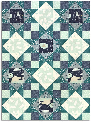 Riley Blake Pre-Cut 12 Block King's Crown Quilt Kit - Nice Ice Baby