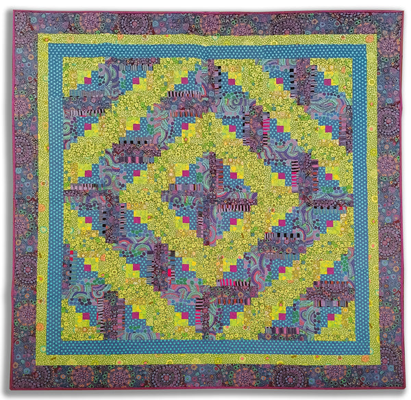 Kaffe Peacock 73" x 73" Fully Finished Log Cabin Quilt