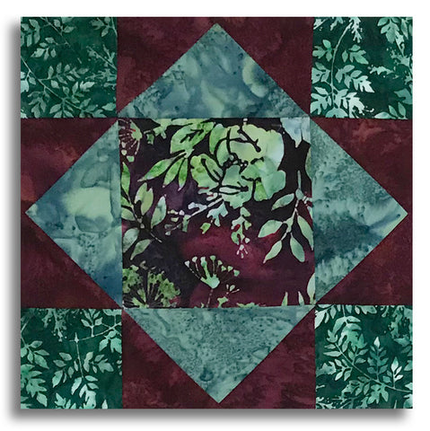 Hoffman Batik Pre-Cut 12 Block King's Crown Quilt Kit - Berry Patch