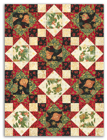 Jordan Fabrics Pre-Cut 12 Block King's Crown Quilt Kit - Christmas Blossom - Multi
